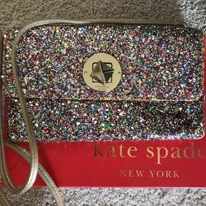 Kate Spade Glitter clutch with removable strap
